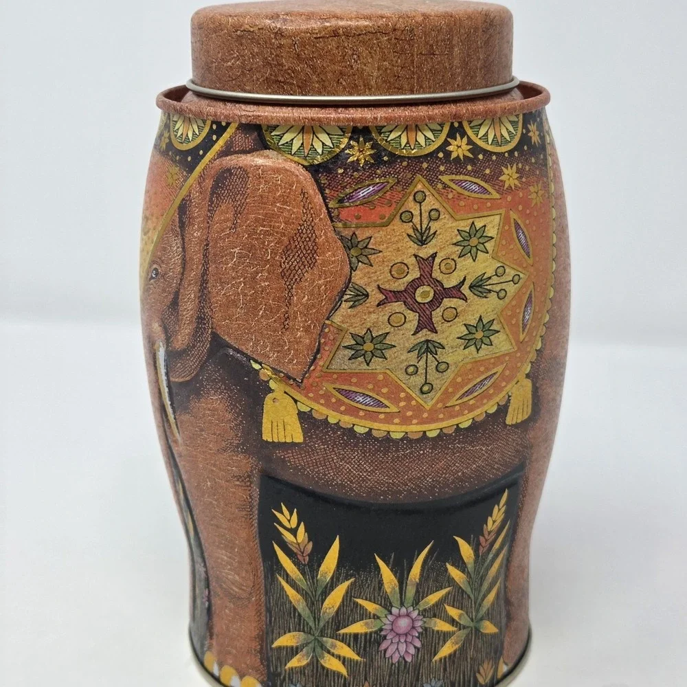 Williamson‎ & Magor Embossed Pink Elephant Metal Darjeeling Tea Tin Caddy